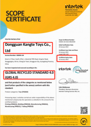 祝東莞市康特玩具有限公司2022年一次性通過(guò)全球回收標(biāo)準(zhǔn)GRS認(rèn)證